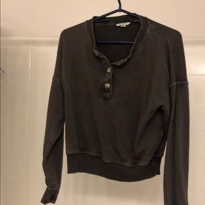 American Eagle cropped Henley sweatshirt